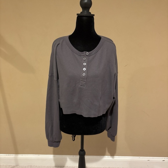 Aeropostale Charcoal Button-Down Women's Shirt - Picture 1 of 3